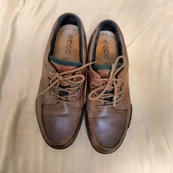 Leather Ecco Mens Track Hiking Trail Boots Brown Leather Lace Up Waterproof 